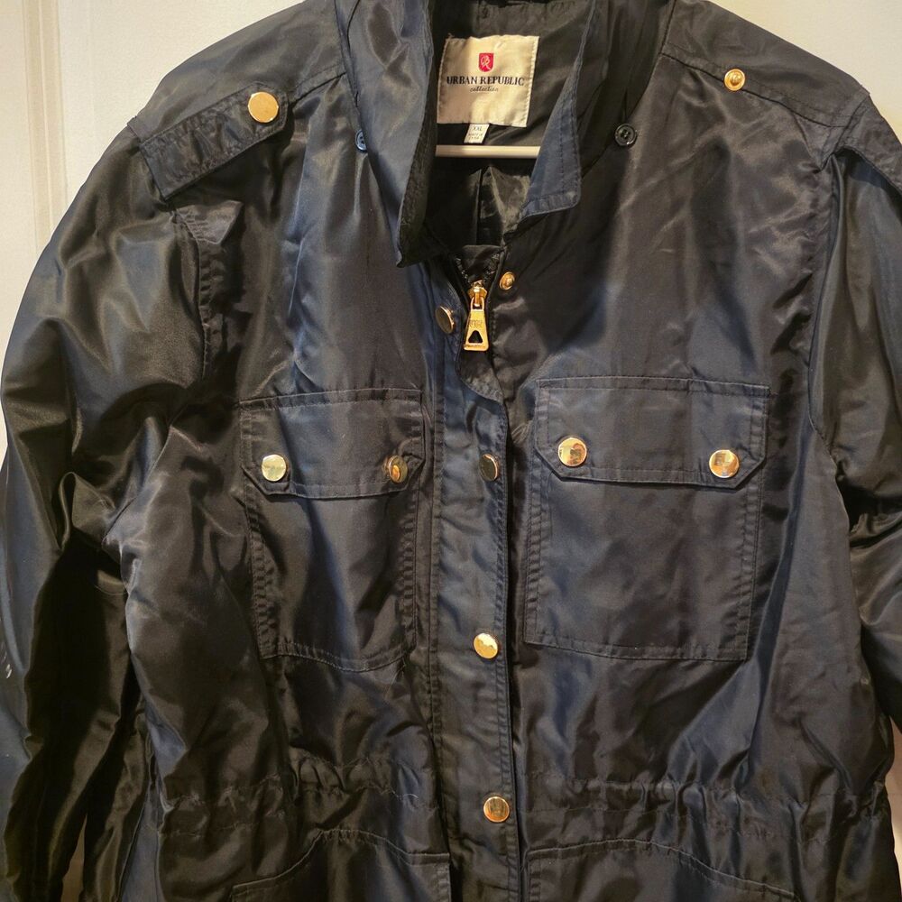 Urban Republic XXL Black Utility Field Jacket Gold Hardware Military Cargo
